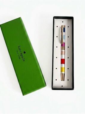 kate spade Multicolor Striped Gold-Tone Ballpoint Pen NWT